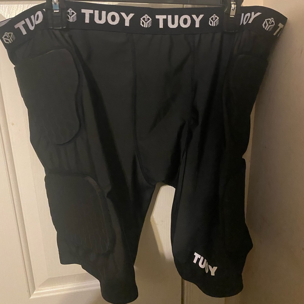 TUOY Men's Compression Pant Football Basketball Protector Gear with 5 Pads 2XL